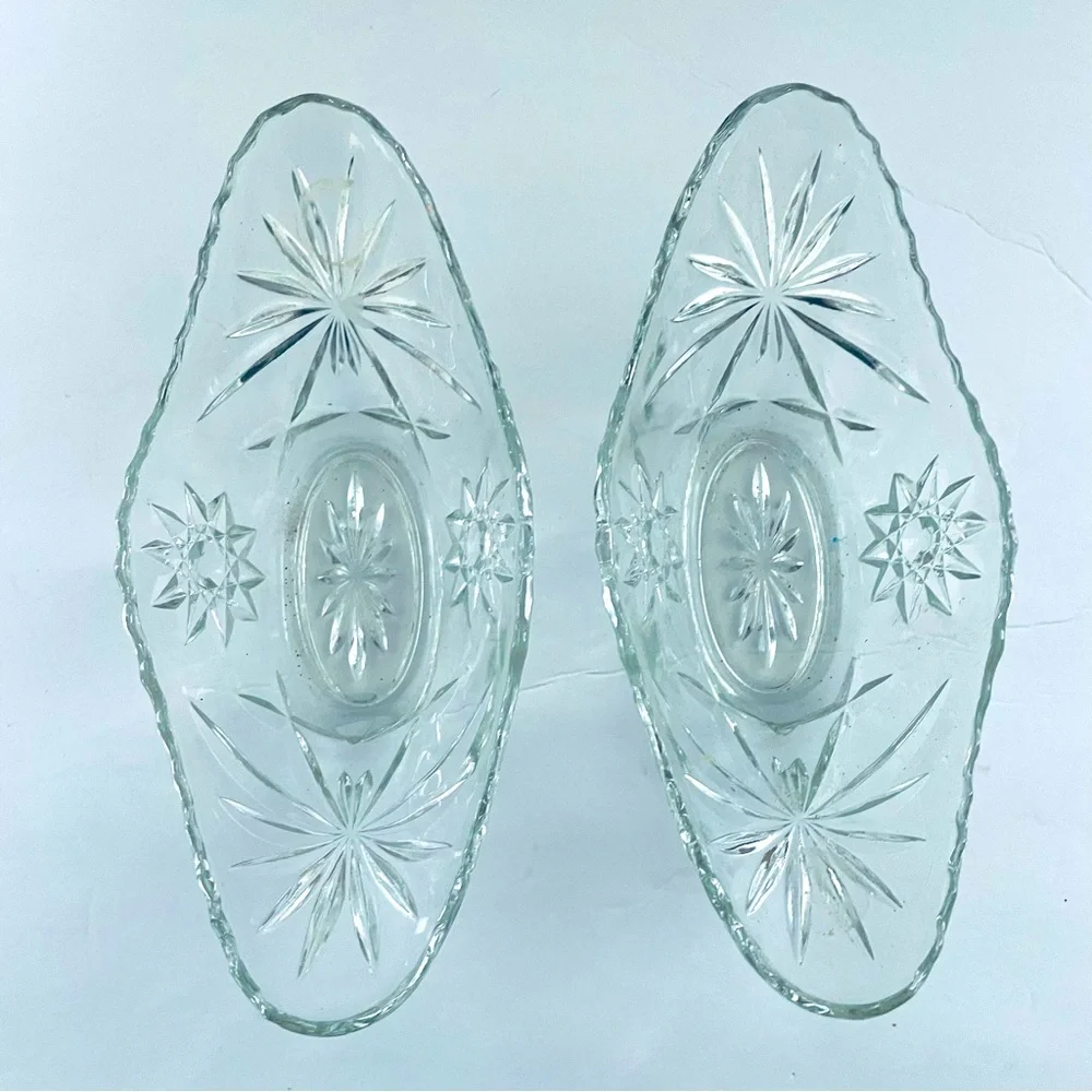 Anchor Hocking Prescot vintage “Star of David” glass Gondola Dishes set of two